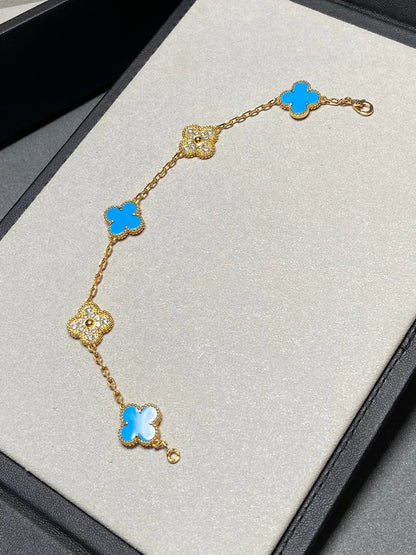 [Sprite Jewelry]New CLOVER 5 MOTIF BLUE AGATE BRACELET COLLECTION