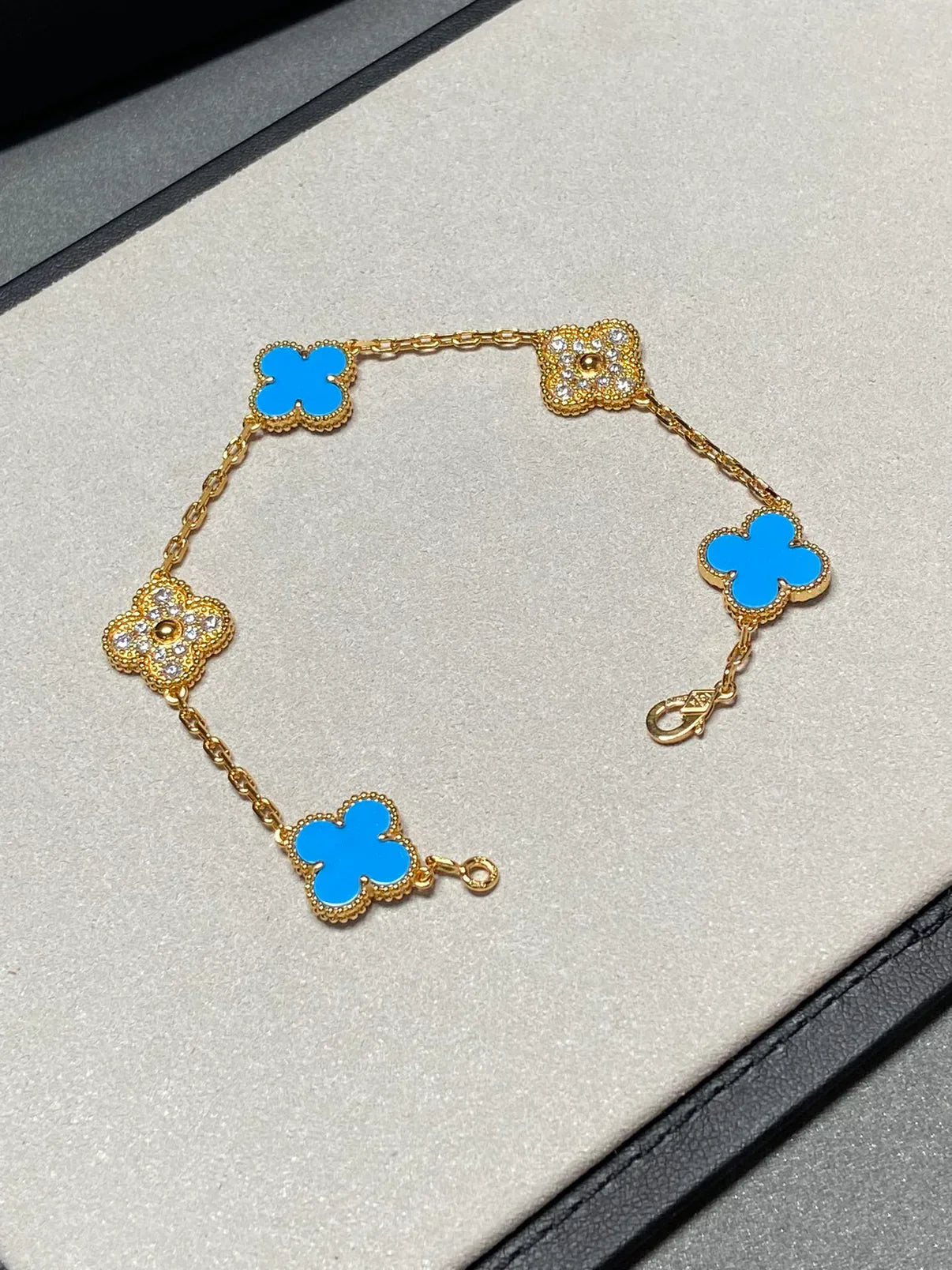 [Sprite Jewelry]New CLOVER 5 MOTIF BLUE AGATE BRACELET COLLECTION