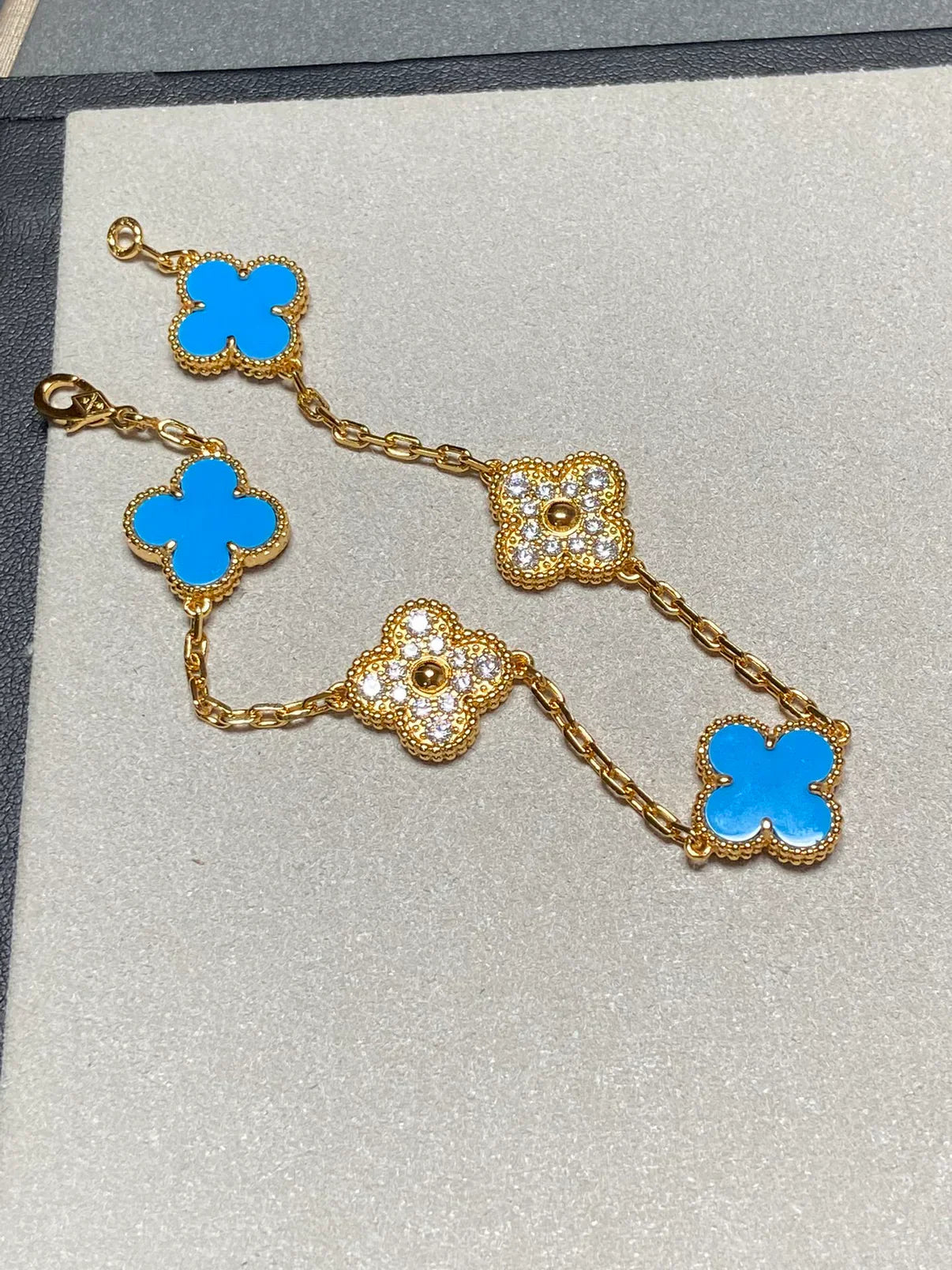 [Sprite Jewelry]New CLOVER 5 MOTIF BLUE AGATE BRACELET COLLECTION
