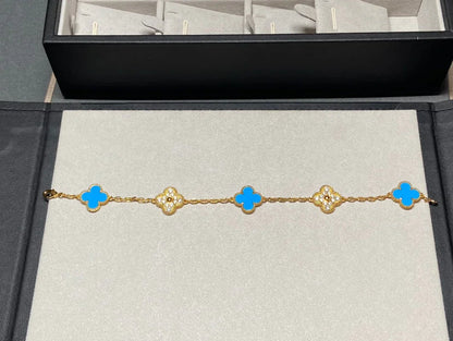 [Sprite Jewelry]New CLOVER 5 MOTIF BLUE AGATE BRACELET COLLECTION