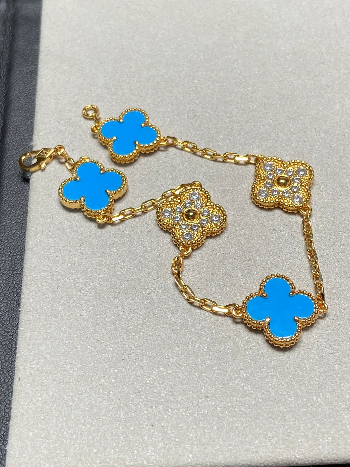 [Sprite Jewelry]New CLOVER 5 MOTIF BLUE AGATE BRACELET COLLECTION