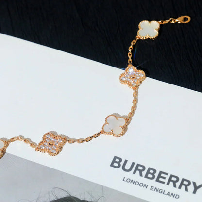 [Sprite Jewelry]New CLOVER WHITE PEARL MOP 5 MOTIF BRACELET COLLECTION