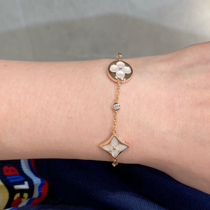 ¡®Sprite Jewelry¡¯STAR AND SUN 4 MOTIF WHITE MOP PINK GOLD BRACELET