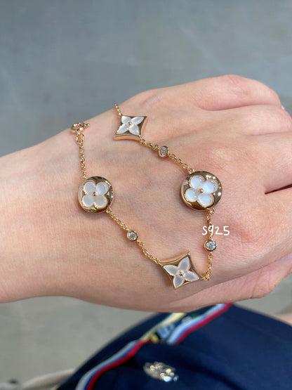 ¡®Sprite Jewelry¡¯STAR AND SUN 4 MOTIF WHITE MOP PINK GOLD BRACELET