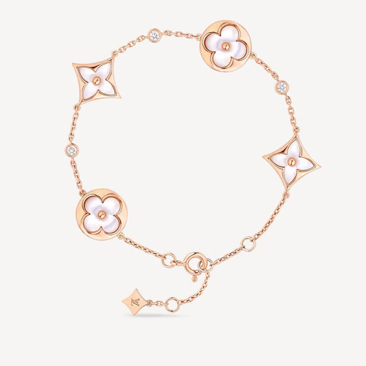 ¡®Sprite Jewelry¡¯STAR AND SUN 4 MOTIF WHITE MOP PINK GOLD BRACELET