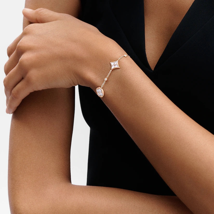 ¡®Sprite Jewelry¡¯STAR AND SUN 4 MOTIF WHITE MOP PINK GOLD BRACELET