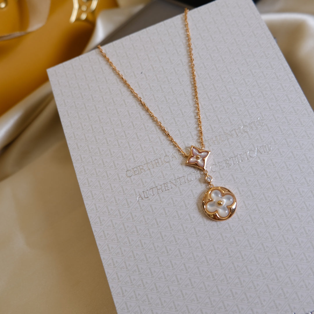 ¡®Sprite Jewelry¡¯STAR AND SUN WHITE MOP 2 MOTIF PINK GOLD NECKLACE