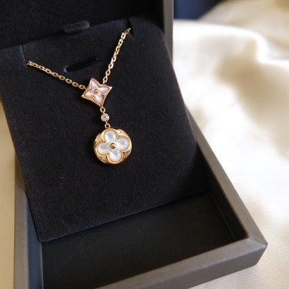 ¡®Sprite Jewelry¡¯STAR AND SUN WHITE MOP 2 MOTIF PINK GOLD NECKLACE