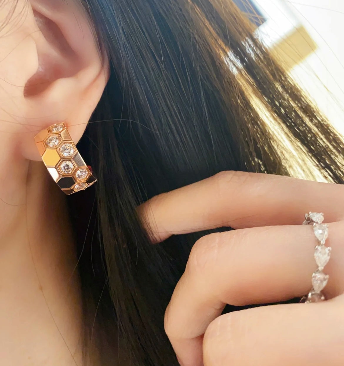 ¡®Sprite Jewelry¡¯BEE LOVE DIAMOND HOOP EARRINGS