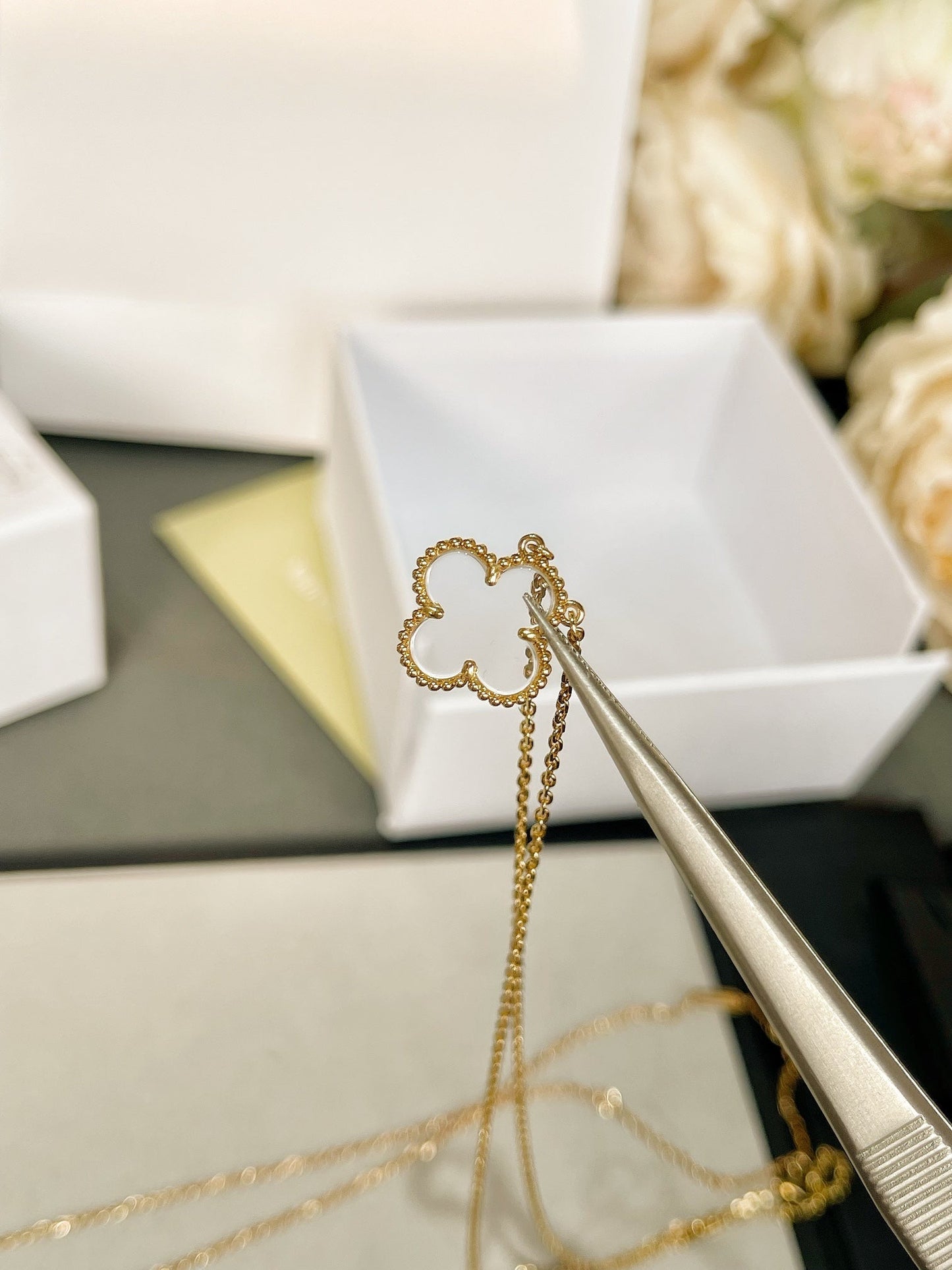 ¡®Sprite Jewelry¡¯CLOVER ROCK CRYSTAL ROSE GOLD NECKLACE