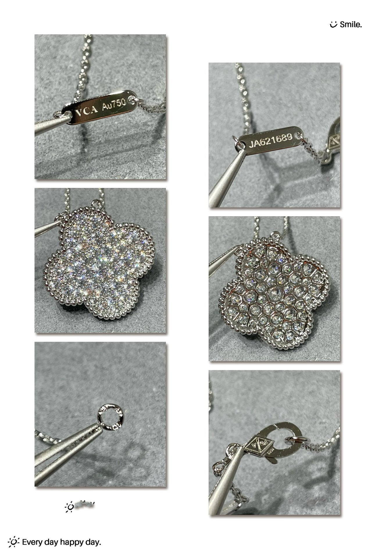 ¡®Sprite Jewelry¡¯CLOVER 25MM LARGE PENDANT DIAMOND PAVED SILVER NECKLACE