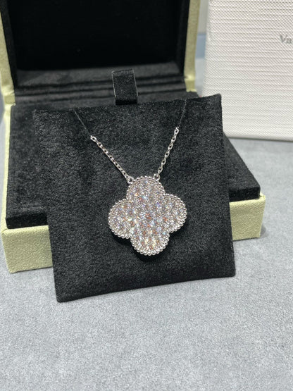 ¡®Sprite Jewelry¡¯CLOVER 25MM LARGE PENDANT DIAMOND PAVED SILVER NECKLACE