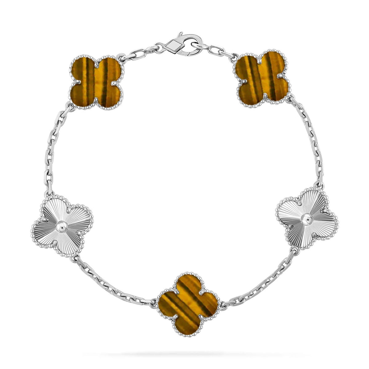 [Sprite Jewelry]New  CLOVER 5 MOTIFS TIGER EYE BRACELET COLLECTION