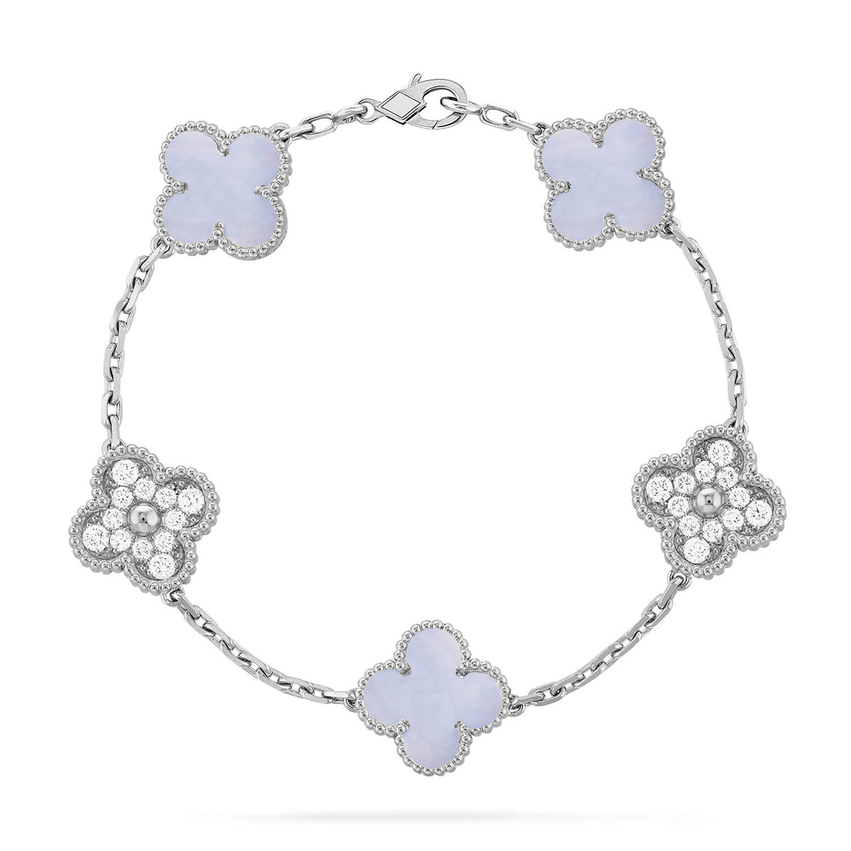 [Sprite Jewelry]New  CLOVER 5 MOTIF PURPLE CHALCEDONY BRACELET COLLECTION