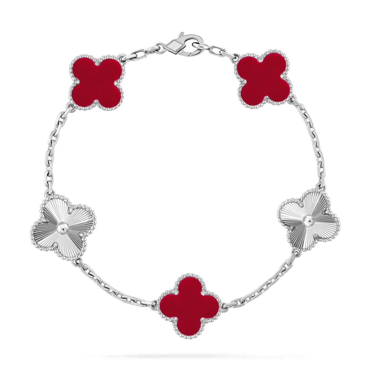 [Sprite Jewelry]New  CLOVER 5 MOTIF RED CORNELIAN BRACELET COLLECTION