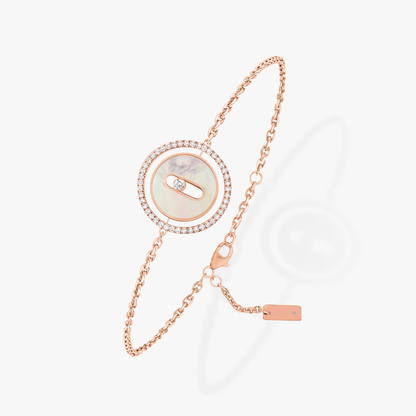 [Sprite Jewelry]LUCKY MOVE WHITE MOTHER OF PEARL PINK GOLD DIAMOND BRACELET