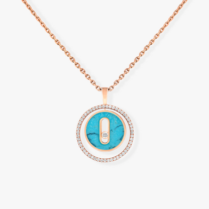 [Sprite Jewelry]LUCKY MOVE 1 DIAMOND TURQUOISE PINK GOLD DIAMOND NECKLACE