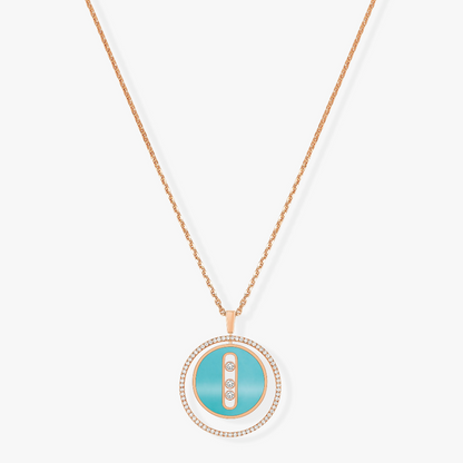 [Sprite Jewelry]LUCKY MOVE 3 DIAMONDS TURQUOISE PINK GOLD DIAMOND NECKLACE