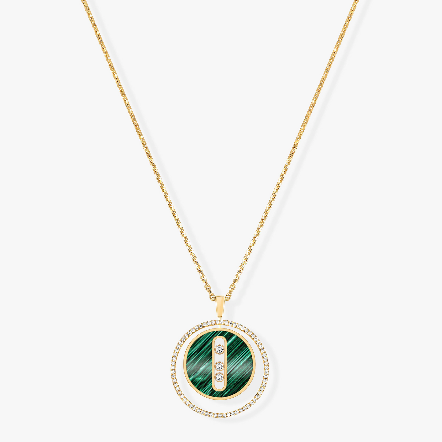 [Sprite Jewelry]LUCKY MOVE 3 DIAMOND MALACHITE GOLD DIAMOND NECKLACE