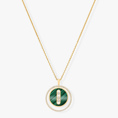 [Sprite Jewelry]LUCKY MOVE 3 DIAMOND MALACHITE GOLD DIAMOND NECKLACE