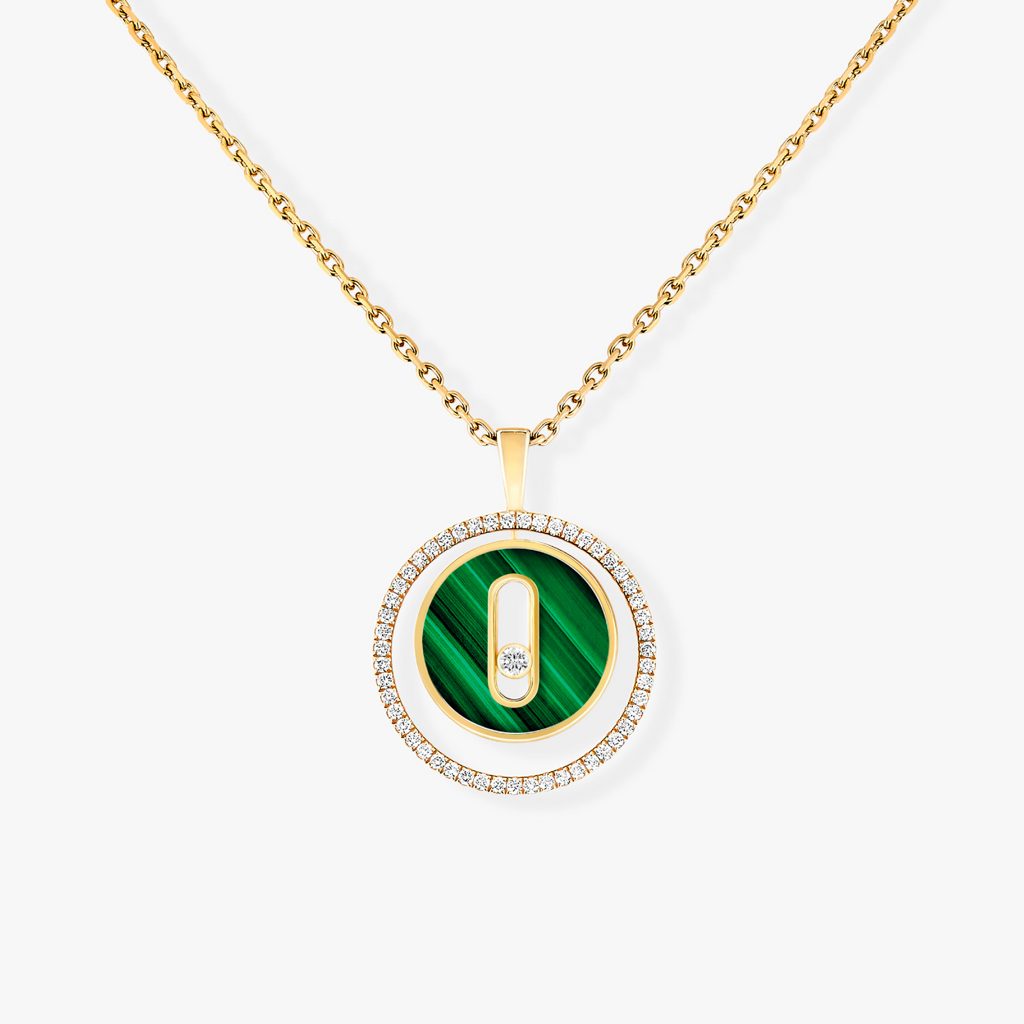 [Sprite Jewelry]LUCKY MOVE 1 DIAMOND MALACHITE GOLD DIAMOND NECKLACE