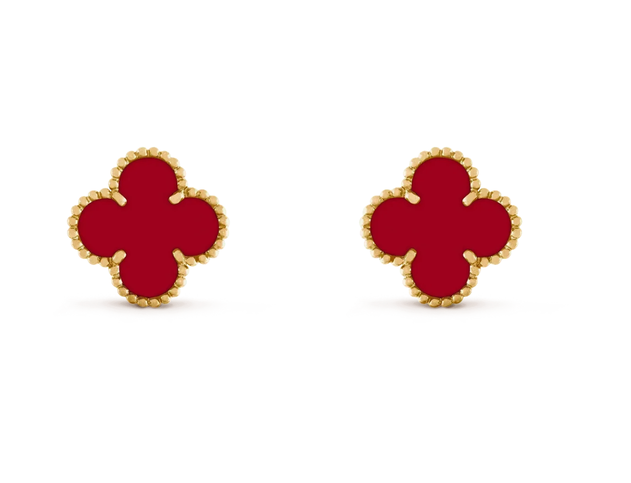 [Sprite Jewelry] CLOVER 20MM RED AGATE EARRINGS