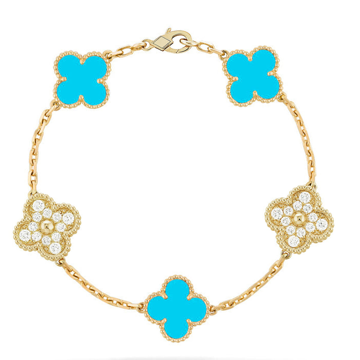 [Sprite Jewelry]New  CLOVER 5 MOTIF TURQUOISE BRACELET COLLECTION