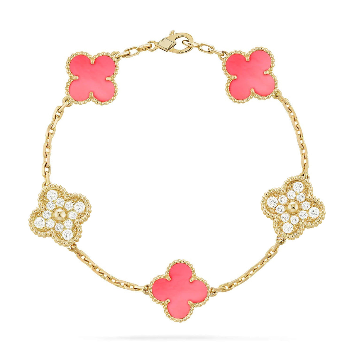[Sprite Jewelry]New  CLOVER 5 MOTIFS  PINK MOP BRACELET COLLECTION