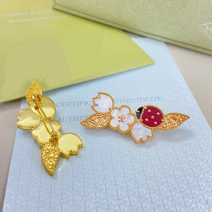 [Sprite Jewelry] Petal Leaf Ladybug Brooch