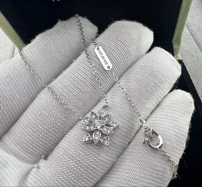[Sprite Jewelry] Full Diamond Hollow Lotus Necklace Set
