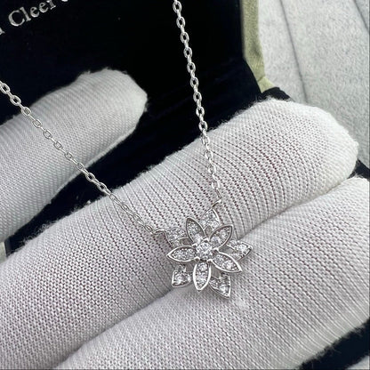 [Sprite Jewelry] Full Diamond Hollow Lotus Necklace Set