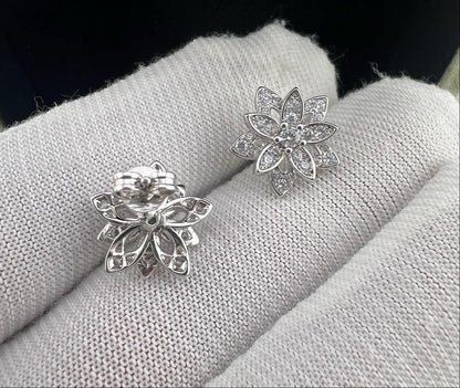[Sprite Jewelry] Full Diamond Hollow Lotus Necklace Set