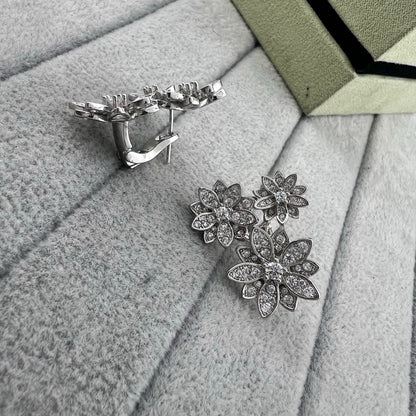 [Sprite Jewelry] Full Diamond Hollow Lotus Necklace Set