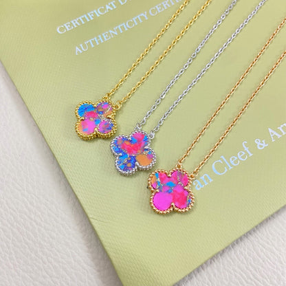 [Sprite Jewelry] 2026 New Plum Red Four-Leaf Clover Necklace