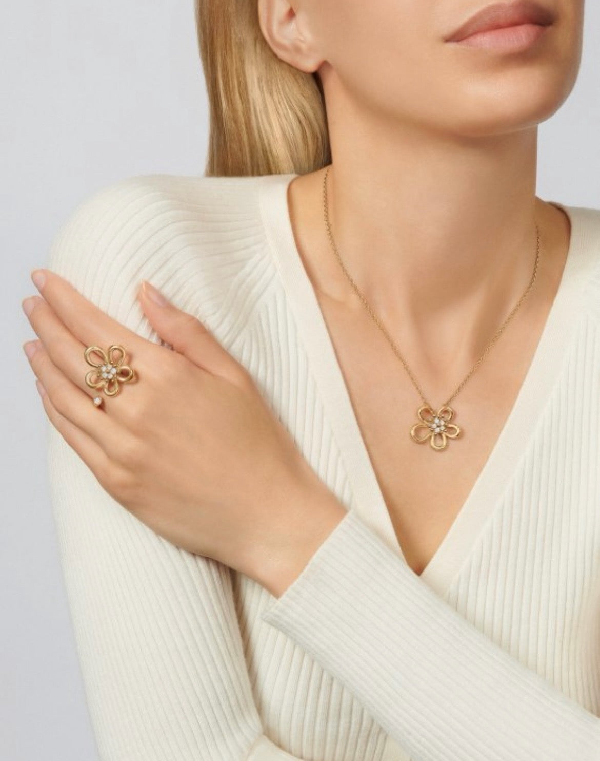 [Sprite Jewelry] Flower Jewelry Set with Diamond Center