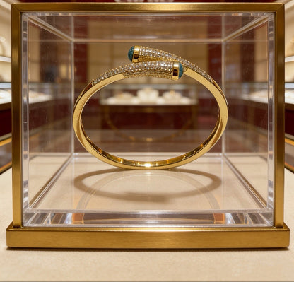 [Sprite Jewelry] Partially Set Diamond Bangle