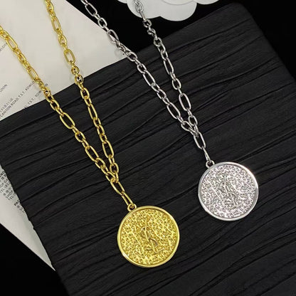 [Sprite Jewelry]Double-Chain Disc Pendant Necklace