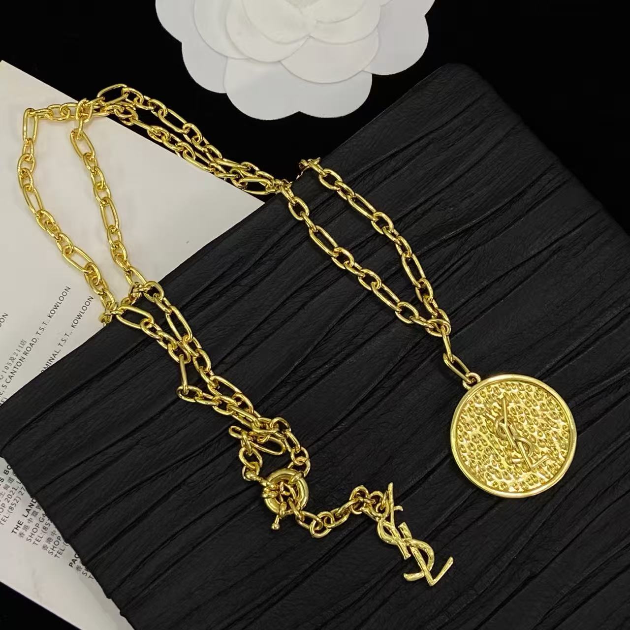 [Sprite Jewelry]Double-Chain Disc Pendant Necklace