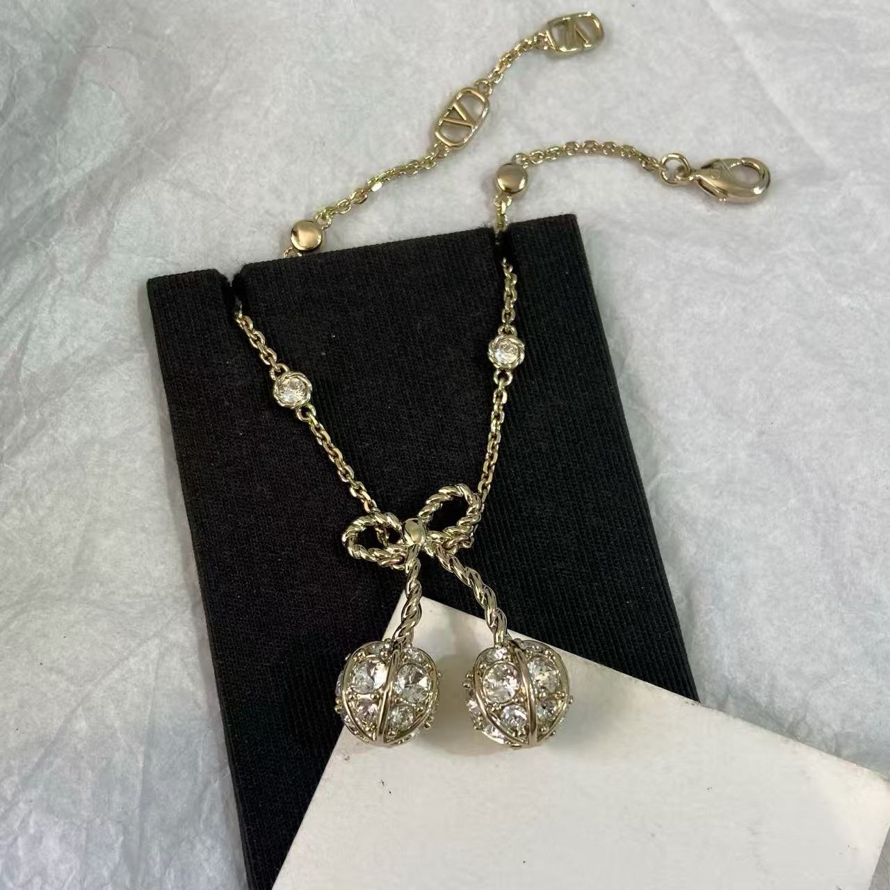 [Sprite Jewelry] Cherry Crystal Pavé Necklace & Stud Earrings& SeracelettB