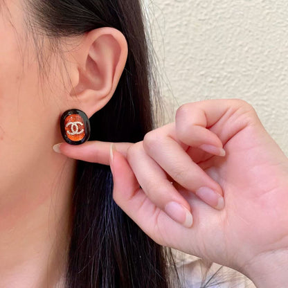 [Sprite Jewelry]Amber & Glass Stud Earrings