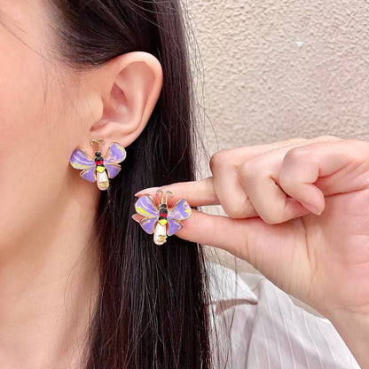 [Sprite Jewelry] Ladybug Enamel & Faux Pearl Clip-On Earrings