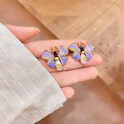 [Sprite Jewelry] Ladybug Enamel & Faux Pearl Clip-On Earrings