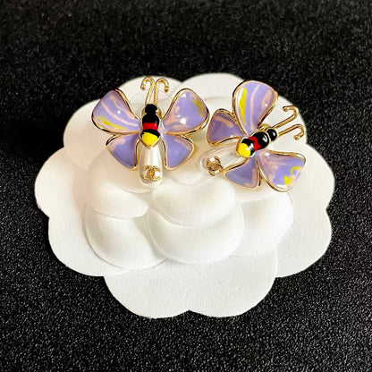 [Sprite Jewelry] Ladybug Enamel & Faux Pearl Clip-On Earrings