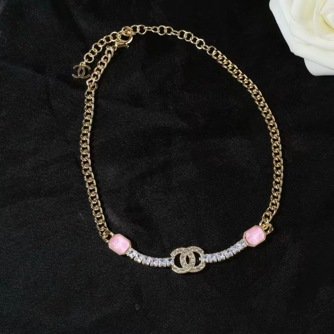 [Sprite Jewelry]Pink Sugar Cube Double CC Crystal Choker
