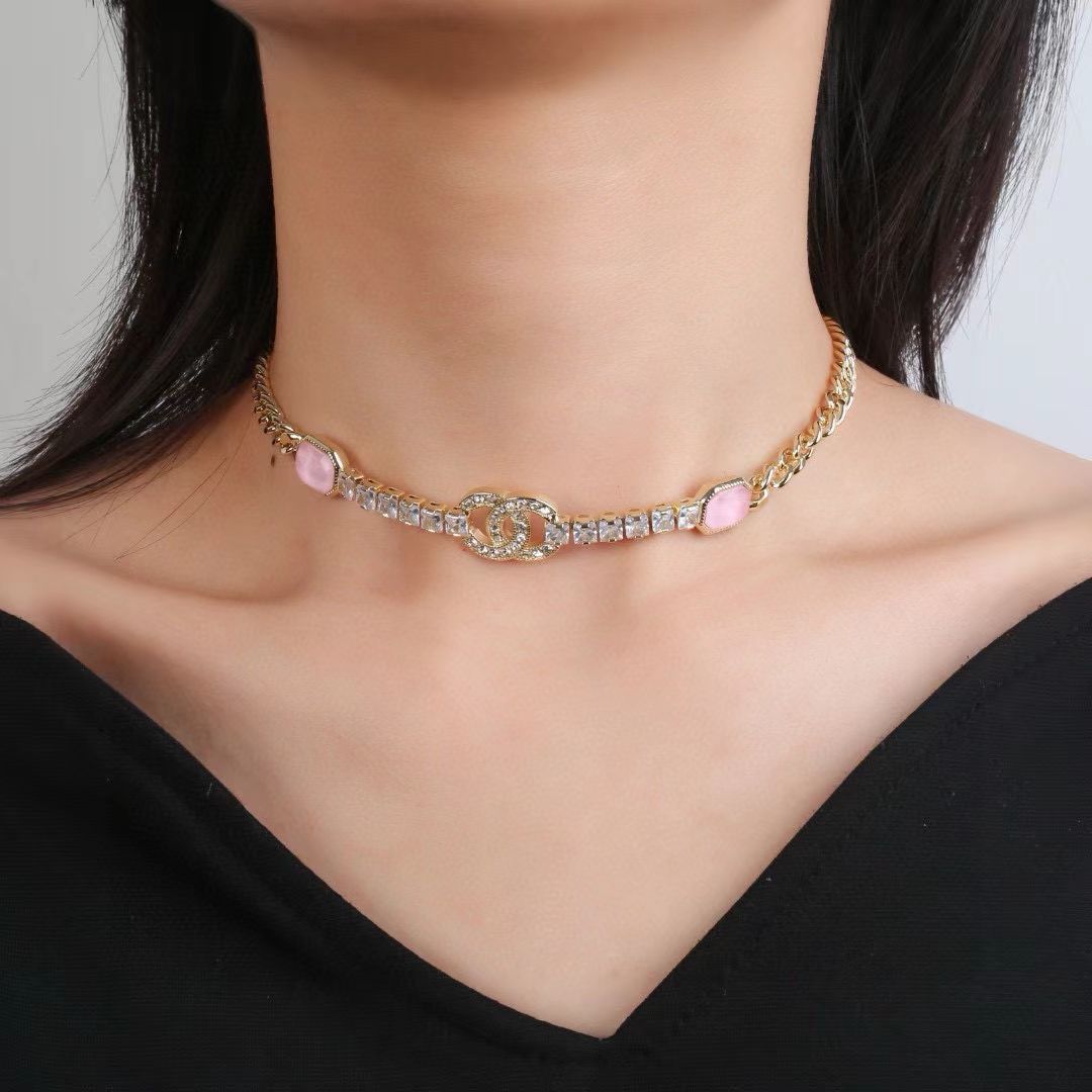 [Sprite Jewelry]Pink Sugar Cube Double CC Crystal Choker