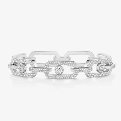 [Sprite Jewelry]Large Full Diamond Unisex Sliding Bracelet with Moissanite