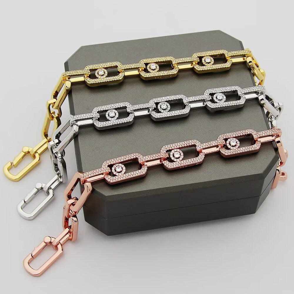 [Sprite Jewelry]Large Full Diamond Unisex Sliding Bracelet with Moissanite