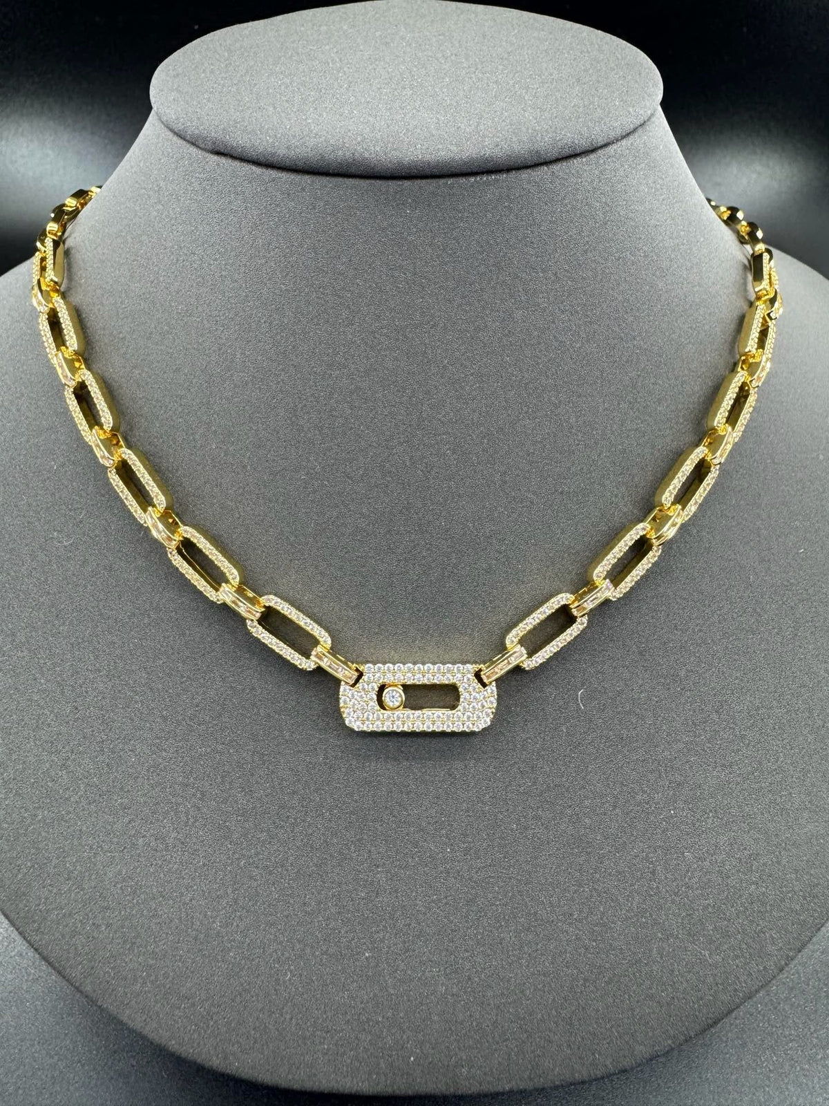 [Sprite Jewelry] Move Link Pave Diamond Chain Necklace