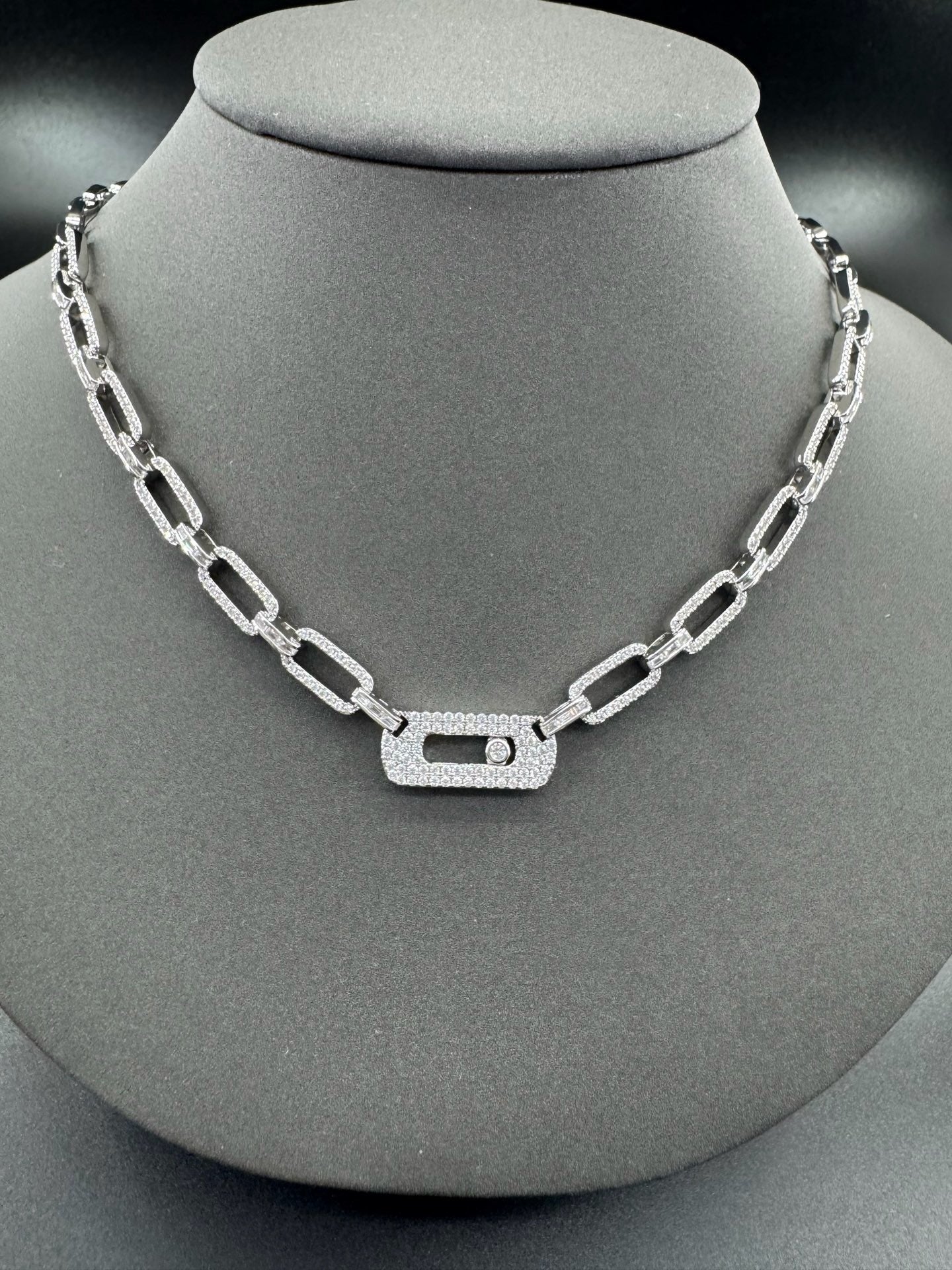 [Sprite Jewelry] Move Link Pave Diamond Chain Necklace