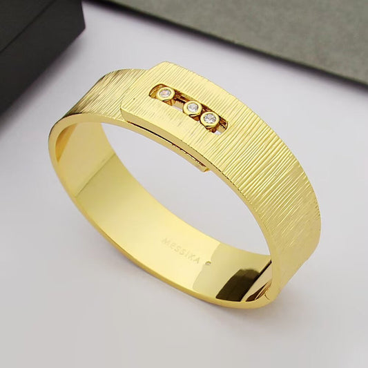 [Sprite Jewelry]Polished Brushed Bangle, Large Engraved Sliding Bangle